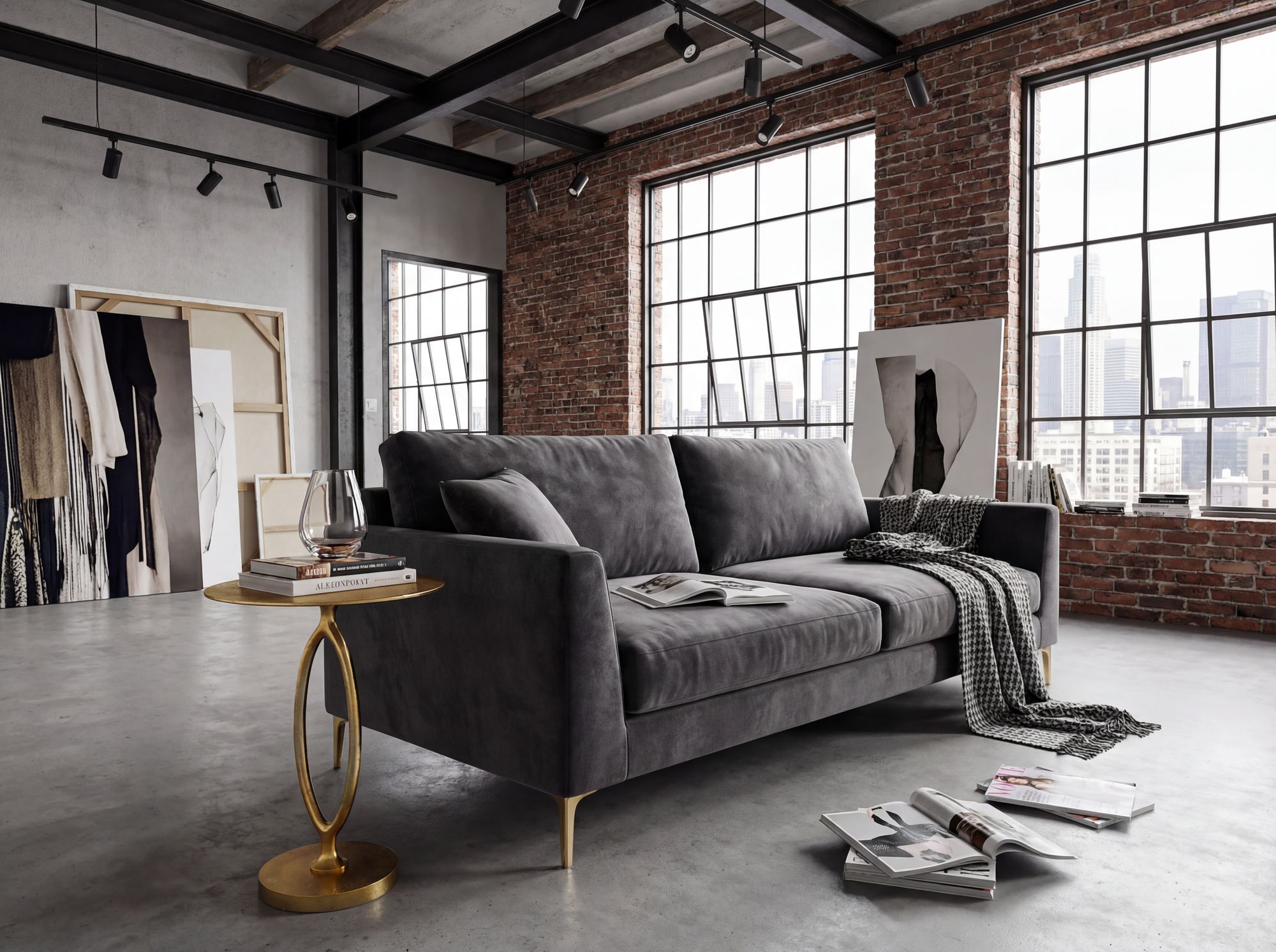 Beistelltisch Alu Gold 44cm Rund Wohnzimmertisch Couchtisch Anstelltisch Metall – Ansicht 2