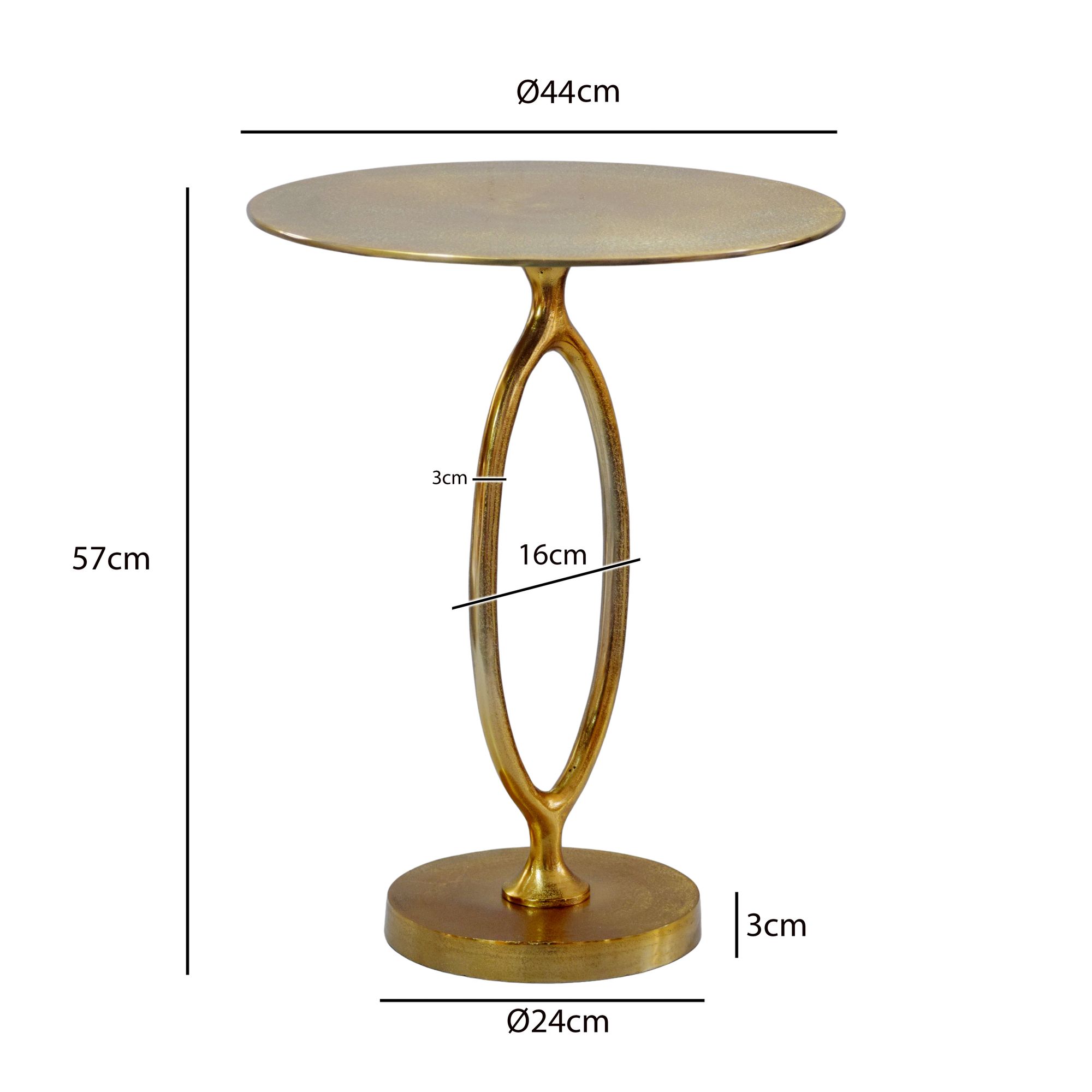 Beistelltisch Alu Gold 44cm Rund Wohnzimmertisch Couchtisch Anstelltisch Metall – Ansicht 3