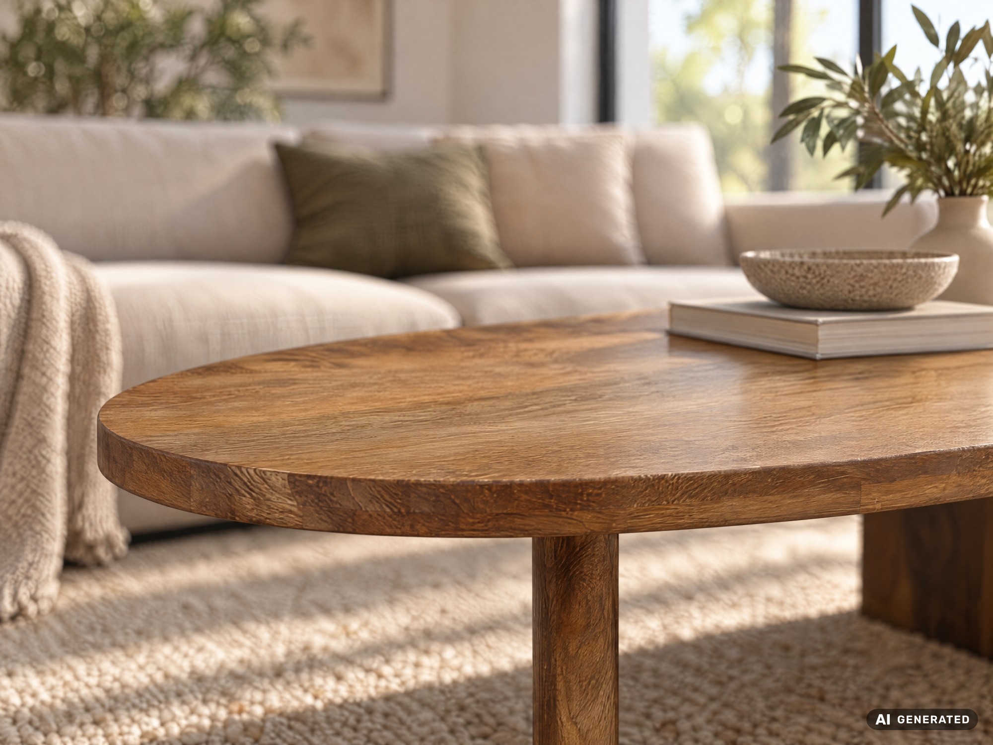Couchtisch oval Mango Massivholz Sofatisch 120cm Beistelltisch Wohnzimmertisch – Ansicht 4