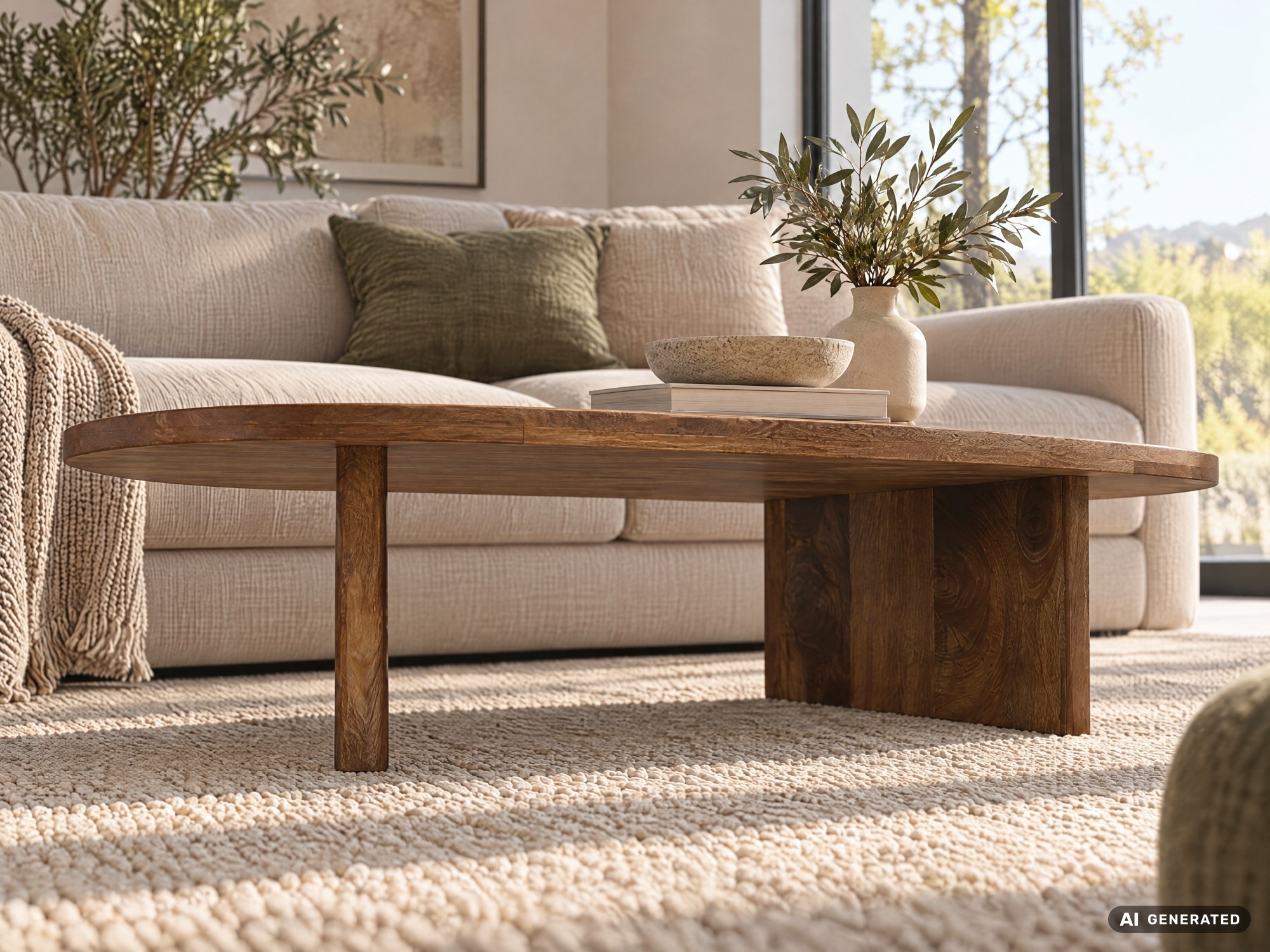Couchtisch oval Mango Massivholz Sofatisch 120cm Beistelltisch Wohnzimmertisch – Ansicht 7