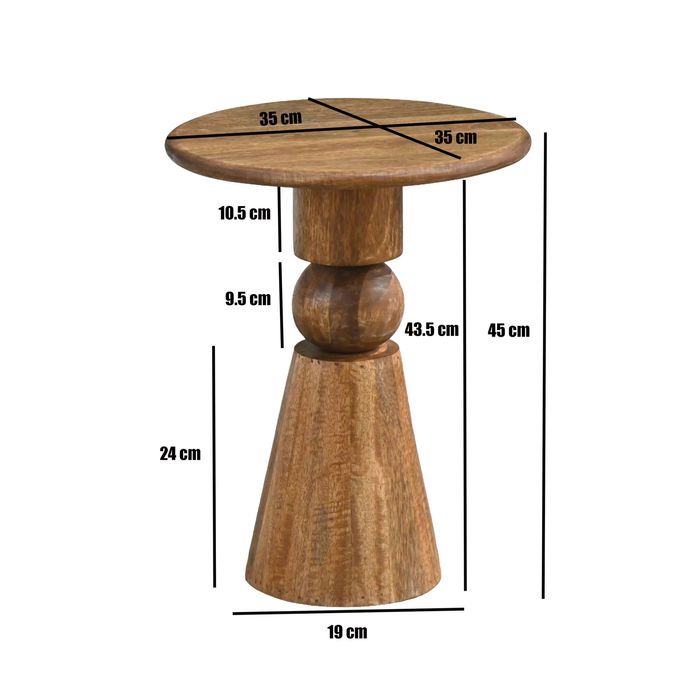 Beistelltisch Massivholz 35cm Couchtisch Wohnzimmertisch Dekotisch Rund Tisch – Maßzeichnung