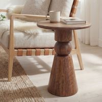 Beistelltisch Massivholz 35cm Couchtisch Wohnzimmertisch Dekotisch Rund Tisch – Ansicht 1