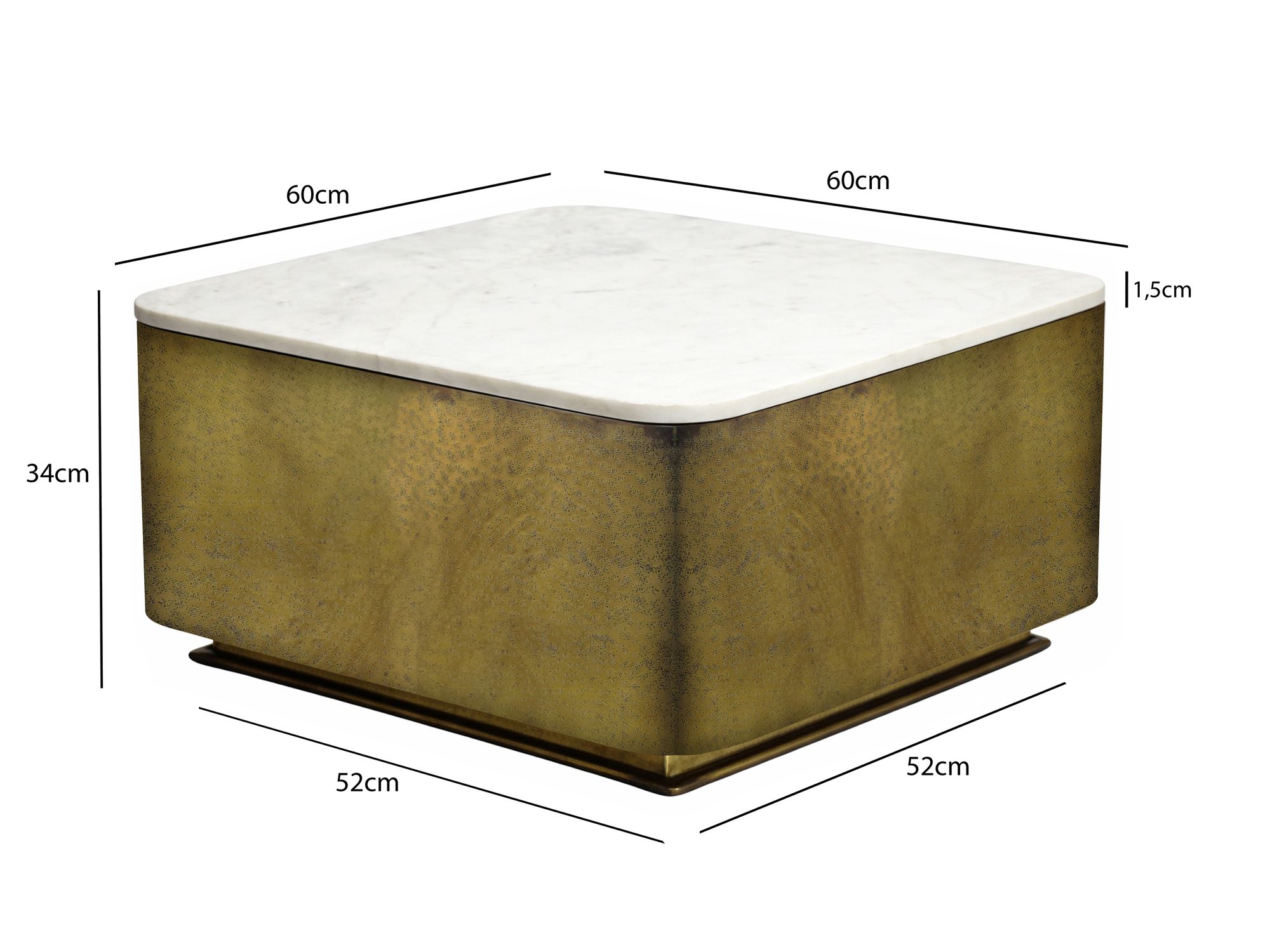 Couchtisch 60cm mit Marmor Platte weiß Wohnzimmertisch Beistelltisch Metall – Ansicht 3