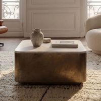 Couchtisch 60cm mit Marmor Platte weiß Wohnzimmertisch Beistelltisch Metall – Ansicht 1