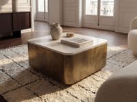 Couchtisch 60cm mit Marmor Platte weiß Wohnzimmertisch Beistelltisch Metall – Ansicht 4