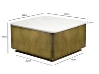 Couchtisch 60cm mit Marmor Platte weiß Wohnzimmertisch Beistelltisch Metall – Ansicht 3