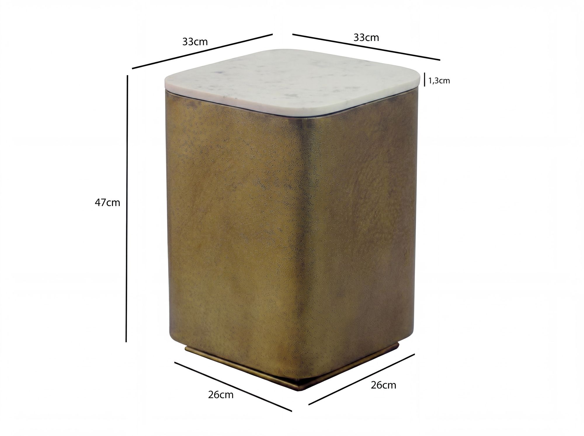 Beistelltisch 33cm mit Marmor Platte weiß Wohnzimmertisch Couchtisch Metall – Ansicht 3