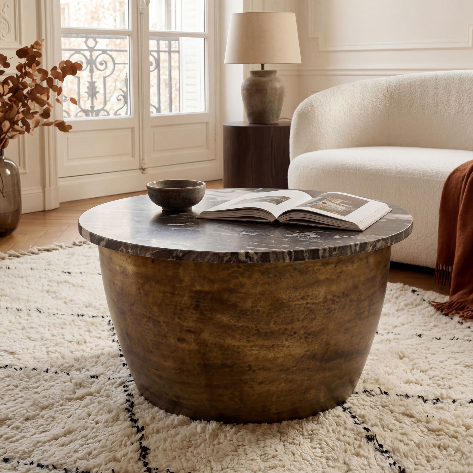 FineBuy Couchtisch Metall mit schwarzer Marmor Tischplatte 60cm rund - Design Wohnzimmertisch Runder Loungetisch - Massiver Sofatisch - Extravaganter Beistelltisch Handmade | Farbe: Gold FineBuy Couchtisch Metall mit schwarzer Marmor Tischplatte 60cm rund - Design Wohnzimmertisch Runder Loungetisch - Massiver Sofatisch - Extravaganter Beistelltisch Handmade | Farbe: Gold