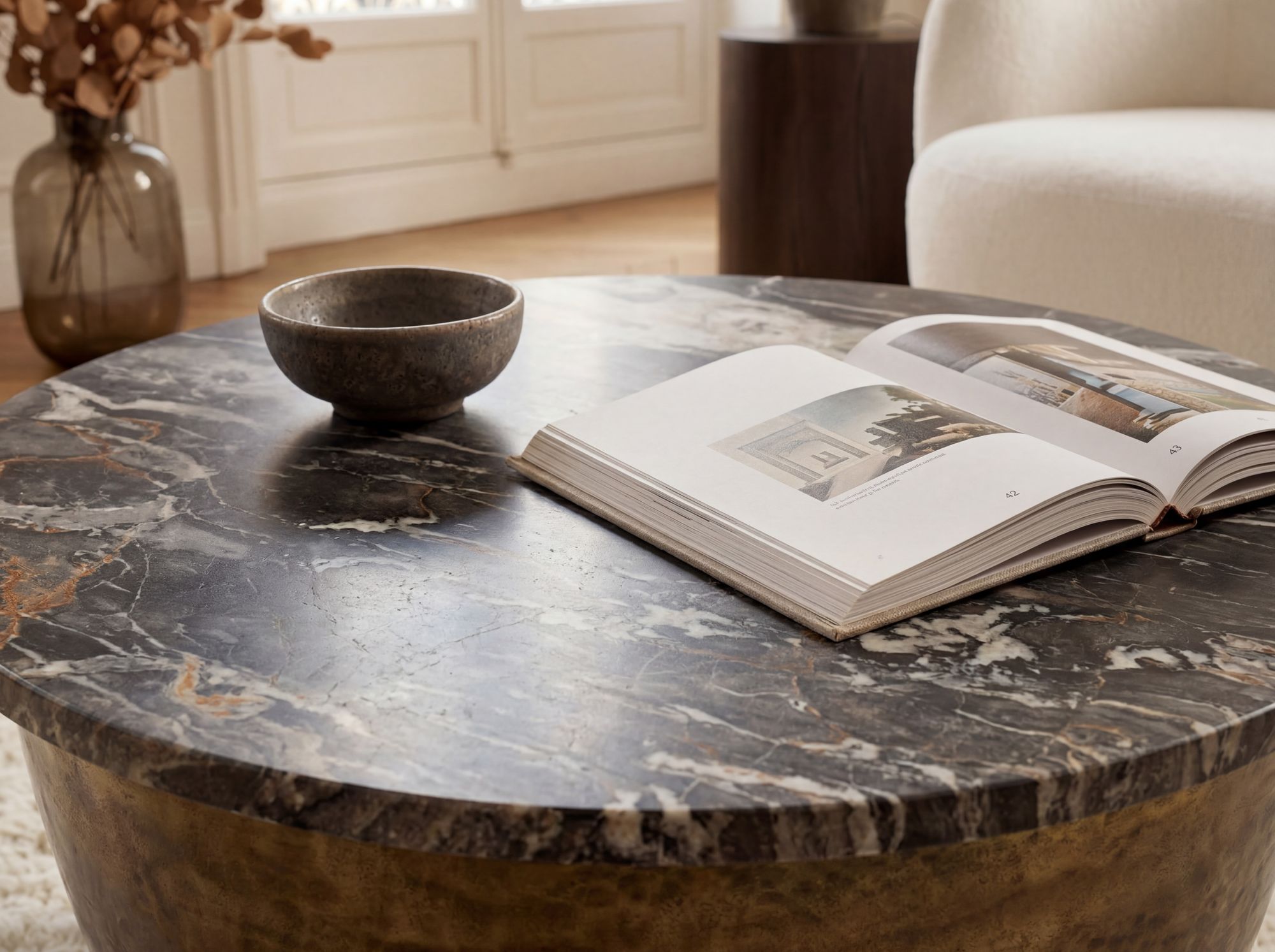 FineBuy Couchtisch Metall mit schwarzer Marmor Tischplatte 60cm rund - Design Wohnzimmertisch Runder Loungetisch - Massiver Sofatisch - Extravaganter Beistelltisch Handmade | Farbe: Gold FineBuy Couchtisch Metall mit schwarzer Marmor Tischplatte 60cm rund - Design Wohnzimmertisch Runder Loungetisch - Massiver Sofatisch - Extravaganter Beistelltisch Handmade | Farbe: Gold