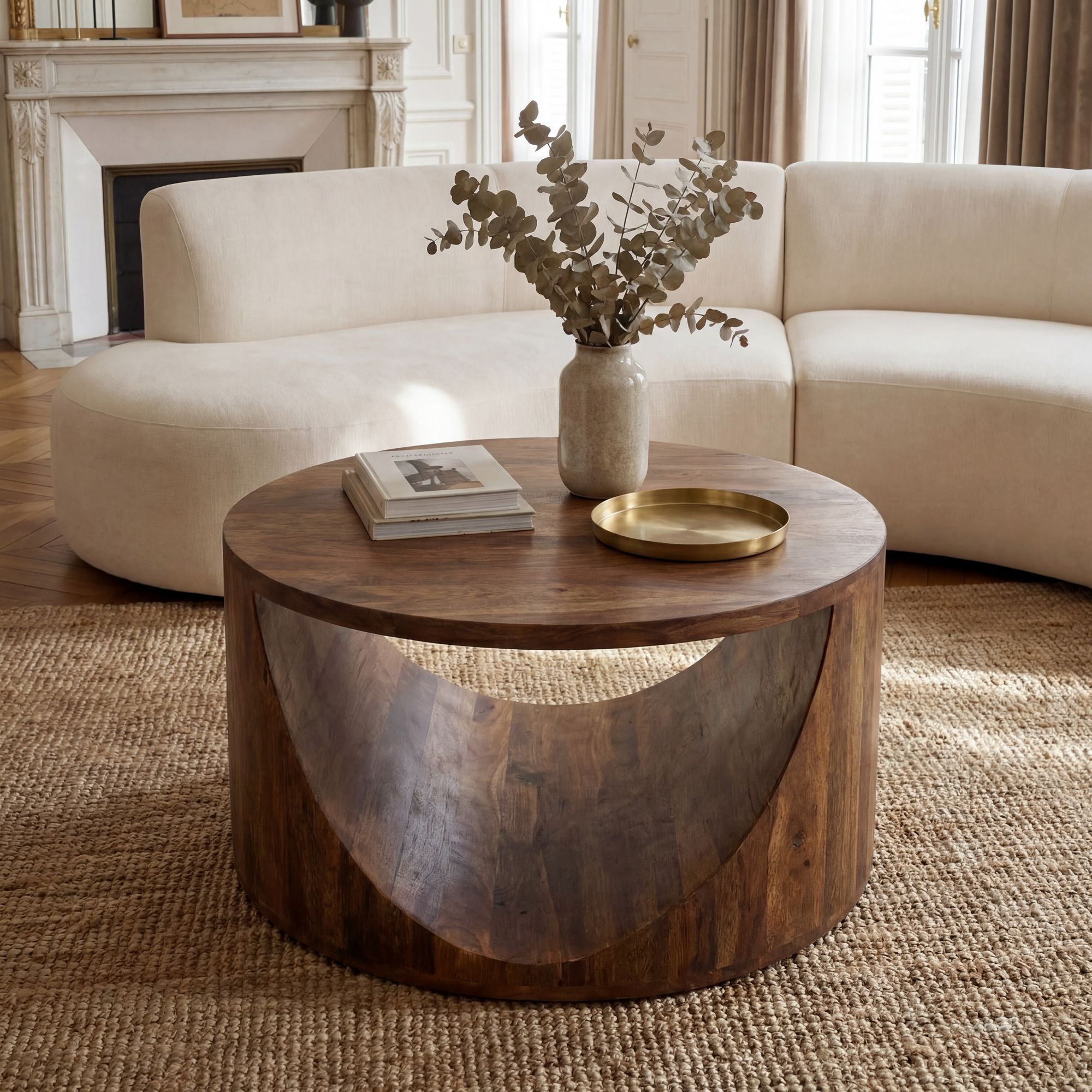 FineBuy Couchtisch Mango Massivholz Rund 60cm - Design Wohnzimmertisch mit Ablagefach - Ausgefallener Sofatisch Holz - Loungetisch Zylinder - Natur Beistelltisch Handmade | Farbe: Braun FineBuy Couchtisch Mango Massivholz Rund 60cm - Design Wohnzimmertisch mit Ablagefach - Ausgefallener Sofatisch Holz - Loungetisch Zylinder - Natur Beistelltisch Handmade | Farbe: Braun