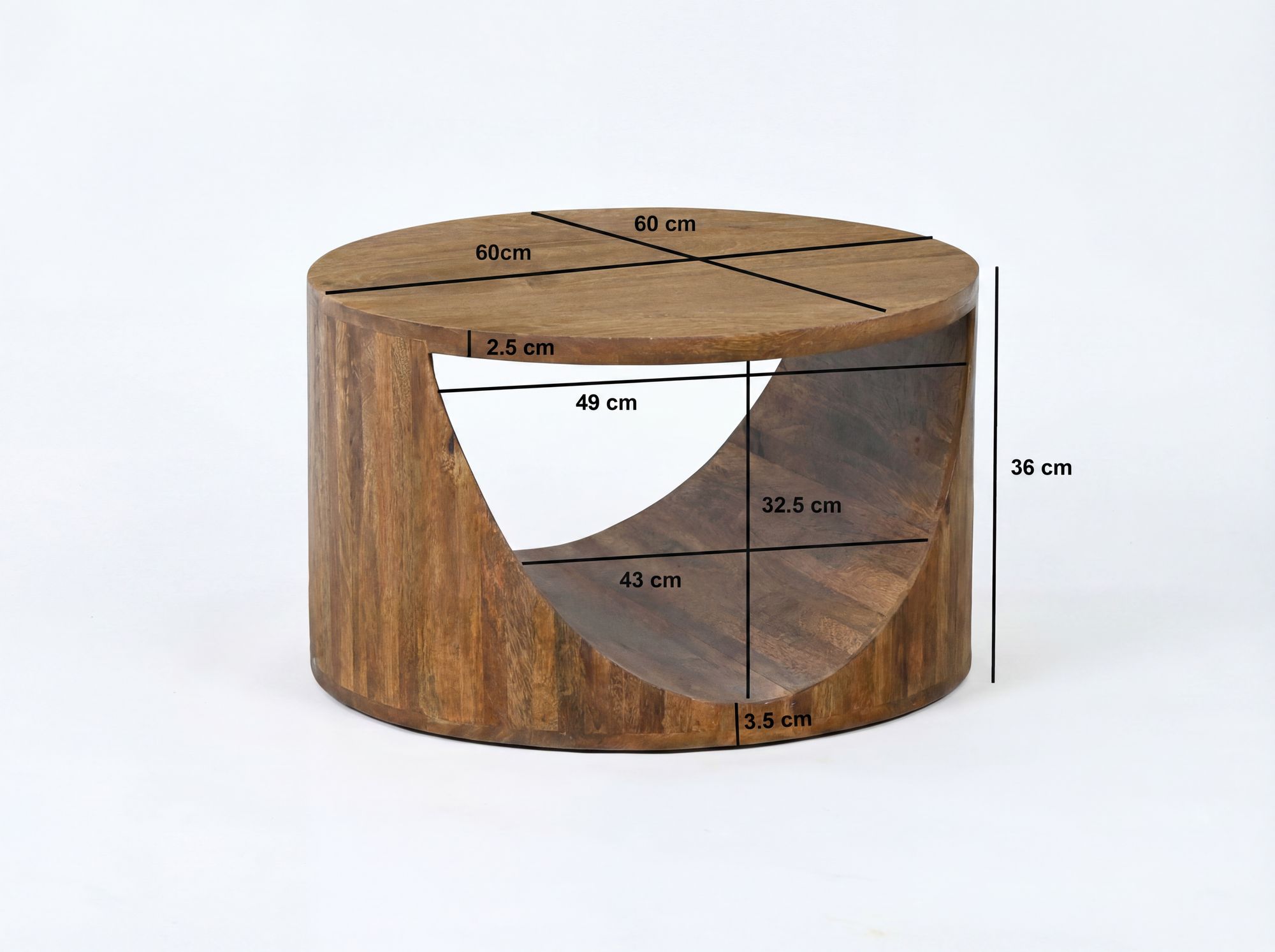 FineBuy Couchtisch Mango Massivholz Rund 60cm - Design Wohnzimmertisch mit Ablagefach - Ausgefallener Sofatisch Holz - Loungetisch Zylinder - Natur Beistelltisch Handmade | Farbe: Braun FineBuy Couchtisch Mango Massivholz Rund 60cm - Design Wohnzimmertisch mit Ablagefach - Ausgefallener Sofatisch Holz - Loungetisch Zylinder - Natur Beistelltisch Handmade | Farbe: Braun