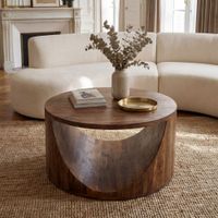 Couchtisch Massivholz rund 60cm Wohnzimmertisch Sofatisch Beistelltisch Ablage – Ansicht 1