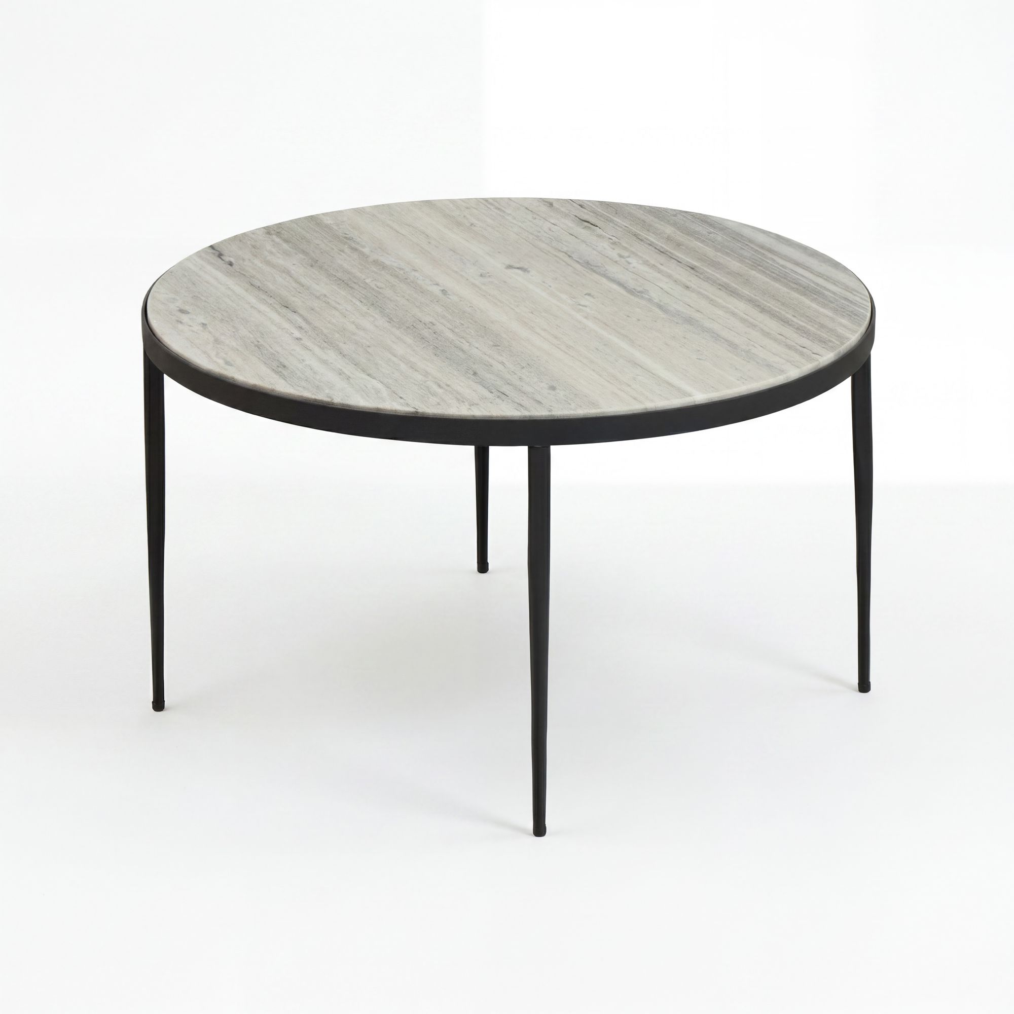 Couchtisch 70cm mit Marmor Platte weiß Wohnzimmertisch Beistelltisch Metall rund – Ansicht 6