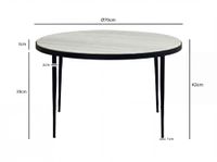 Couchtisch 70cm mit Marmor Platte weiß Wohnzimmertisch Beistelltisch Metall rund – Ansicht 3