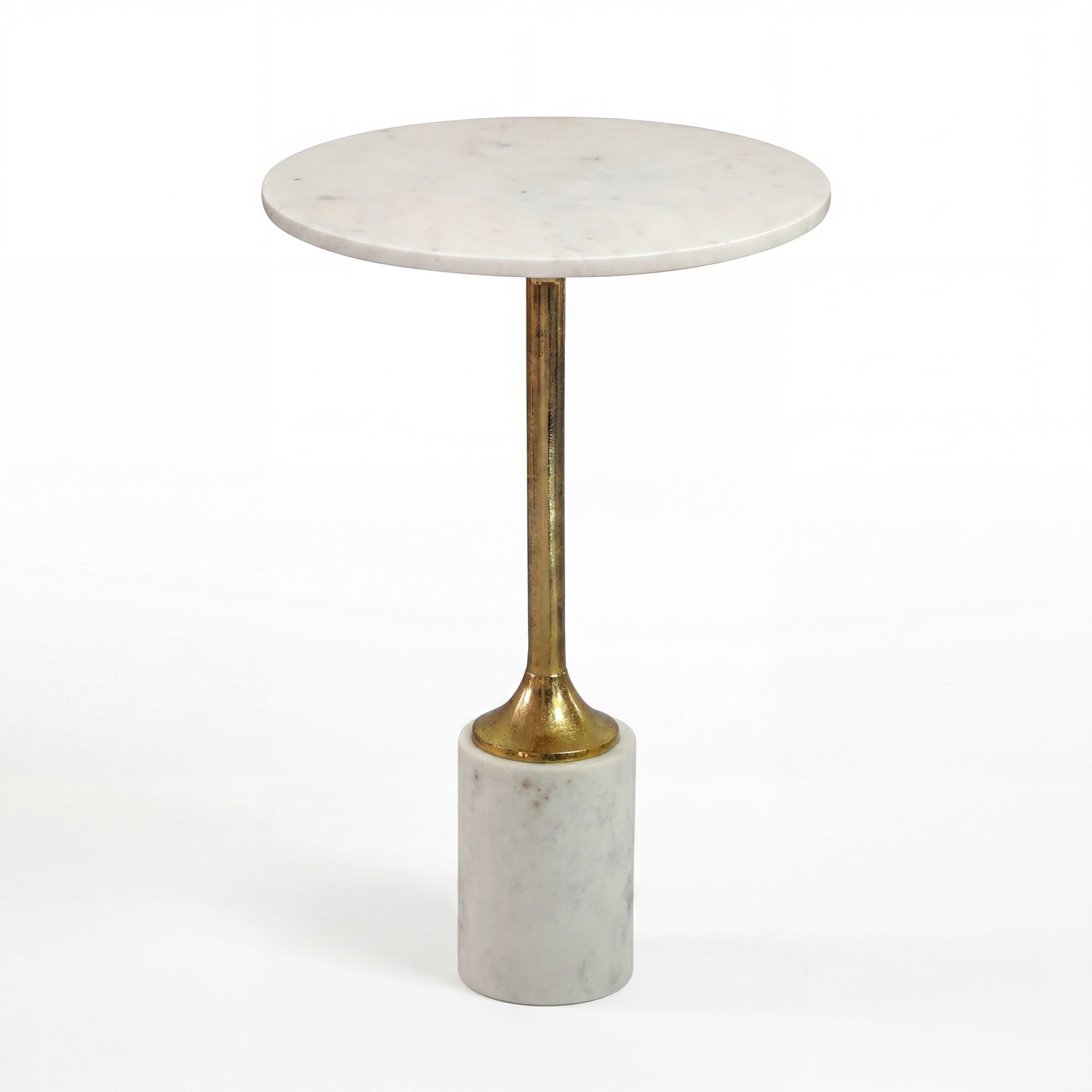 Beistelltisch 37cm Design Marmor Platte weiß Wohnzimmertisch Couchtisch Metall – Ansicht 6