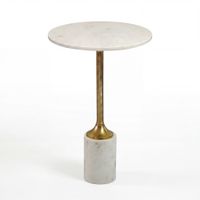 Beistelltisch 37cm Design Marmor Platte weiß Wohnzimmertisch Couchtisch Metall – Ansicht 6