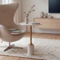 Beistelltisch 37cm Design Marmor Platte weiß Wohnzimmertisch Couchtisch Metall – Ansicht 1