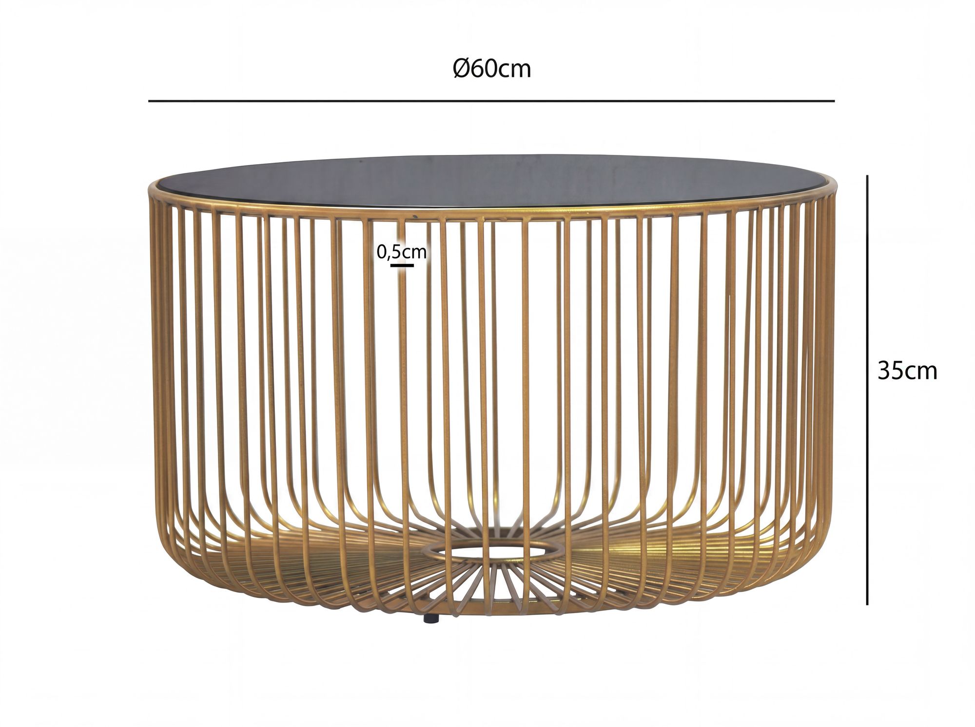 FineBuy Couchtisch Glas Metall 60cm Gold Rund - Moderner Wohnzimmertisch - Design Sofatisch - Loungetisch mit Gittergestell - Runder Beistelltisch Handmade | Farbe: Gold
