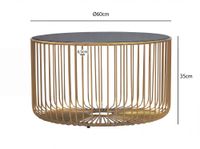 Couchtisch 60cm Sofatisch Metall Glas Wohnzimmertisch Beistelltisch Rund Gold – Ansicht 3