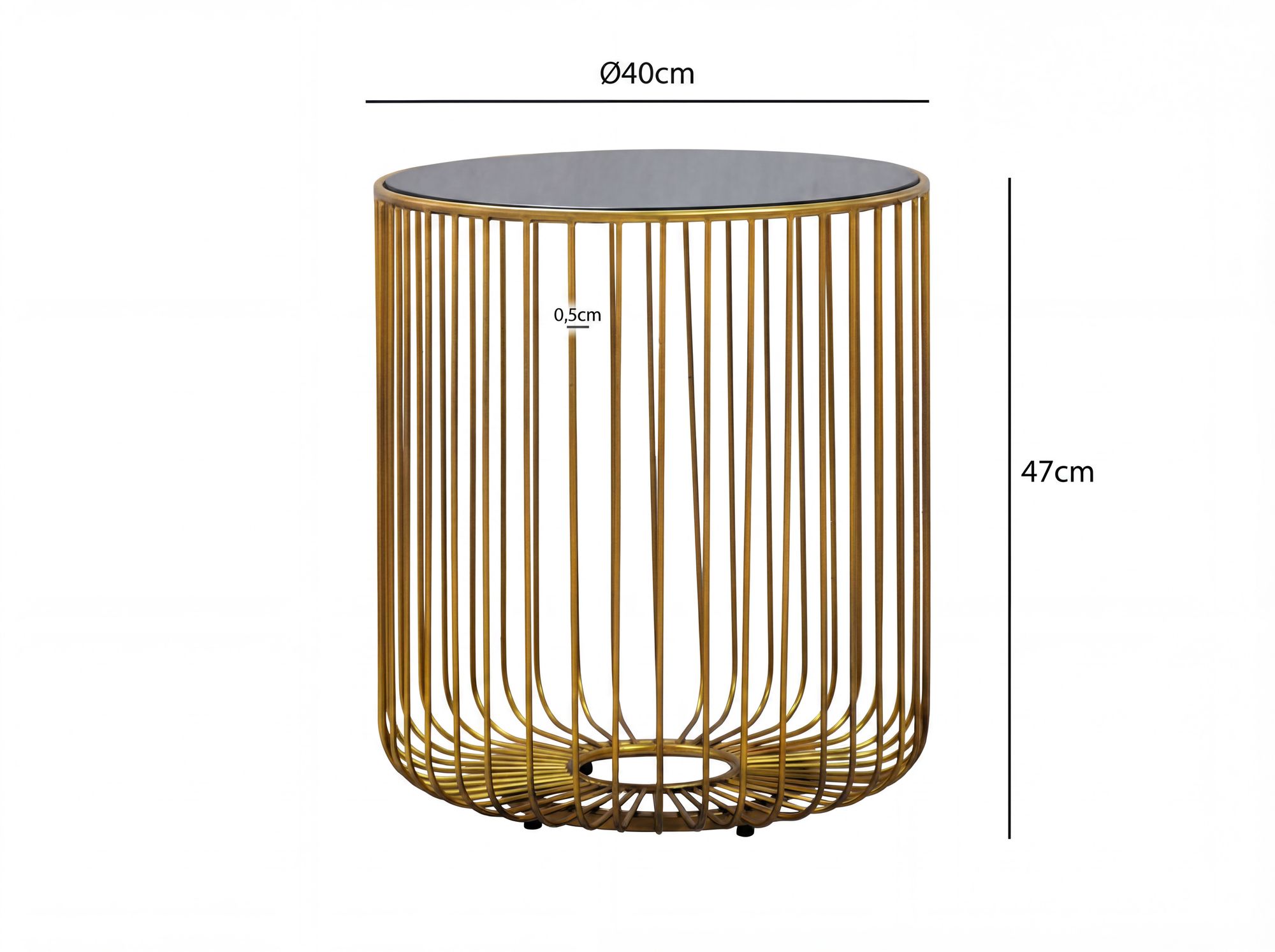 Beistelltisch 40cm Sofatisch Metall Glas Wohnzimmertisch Couchtisch Rund Gold – Ansicht 3