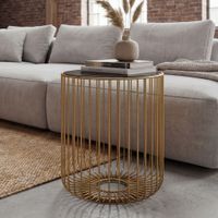 Beistelltisch 40cm Sofatisch Metall Glas Wohnzimmertisch Couchtisch Rund Gold – Ansicht 1