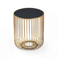 Beistelltisch 40cm Sofatisch Metall Glas Wohnzimmertisch Couchtisch Rund Gold – Ansicht 6