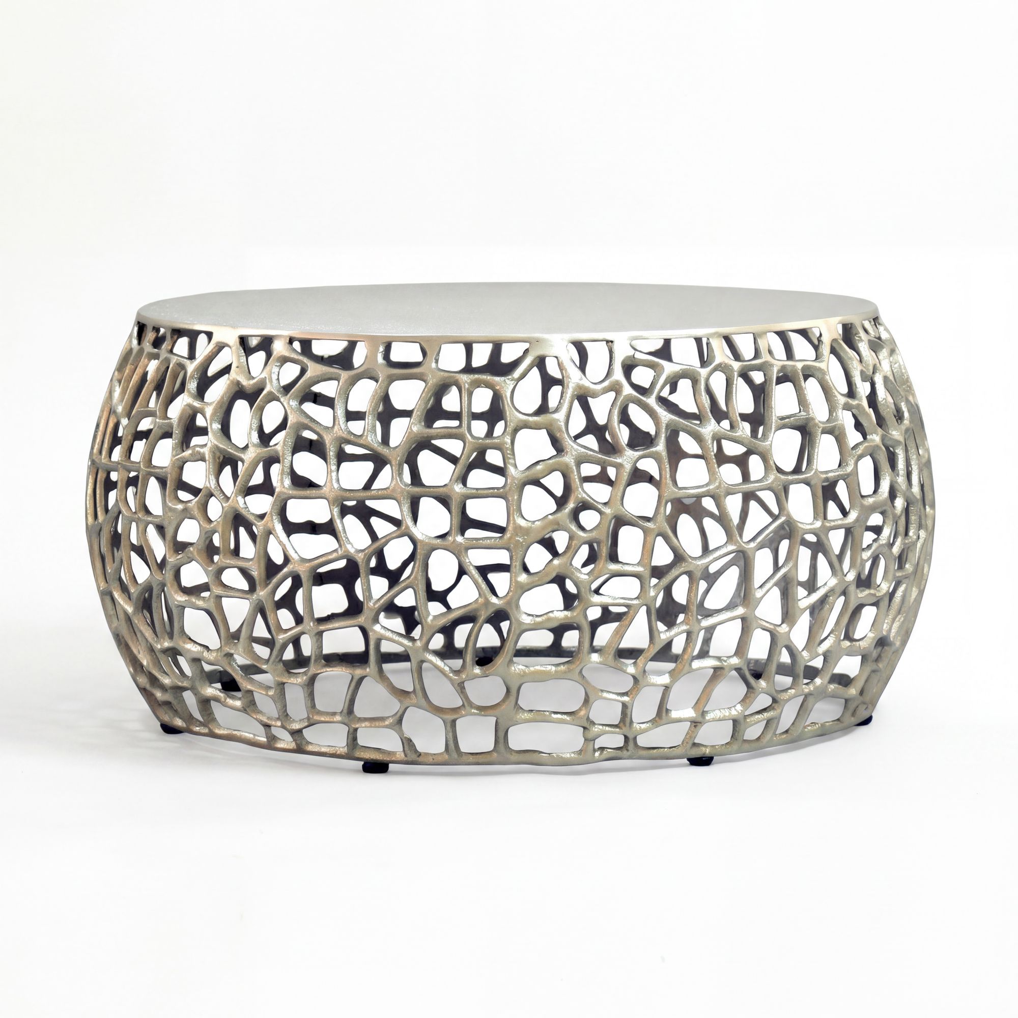 Couchtisch Metall Silber Sofatisch 60cm Tisch Wohnzimmertisch Rund Beistelltisch – Ansicht 6