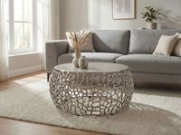 Couchtisch Metall Silber Sofatisch 60cm Tisch Wohnzimmertisch Rund Beistelltisch – Ansicht 2
