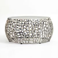 Couchtisch Metall Silber Sofatisch 60cm Tisch Wohnzimmertisch Rund Beistelltisch – Ansicht 6
