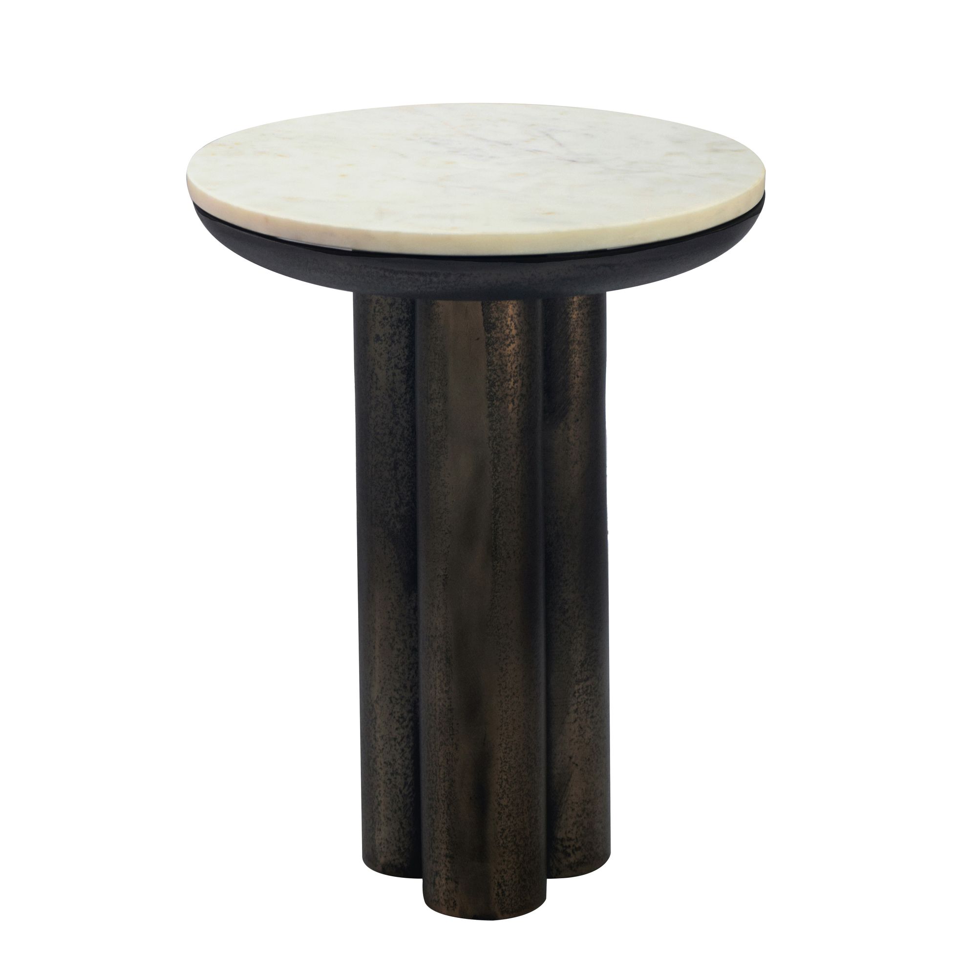 Beistelltisch 36cm mit Marmor Platte weiß Wohnzimmertisch Couchtisch Metall Rund – Ansicht 6