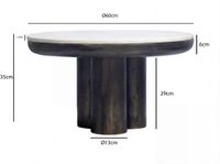 Couchtisch 60cm mit Marmor Platte weiß Wohnzimmertisch Beistelltisch Metall Rund – Ansicht 3