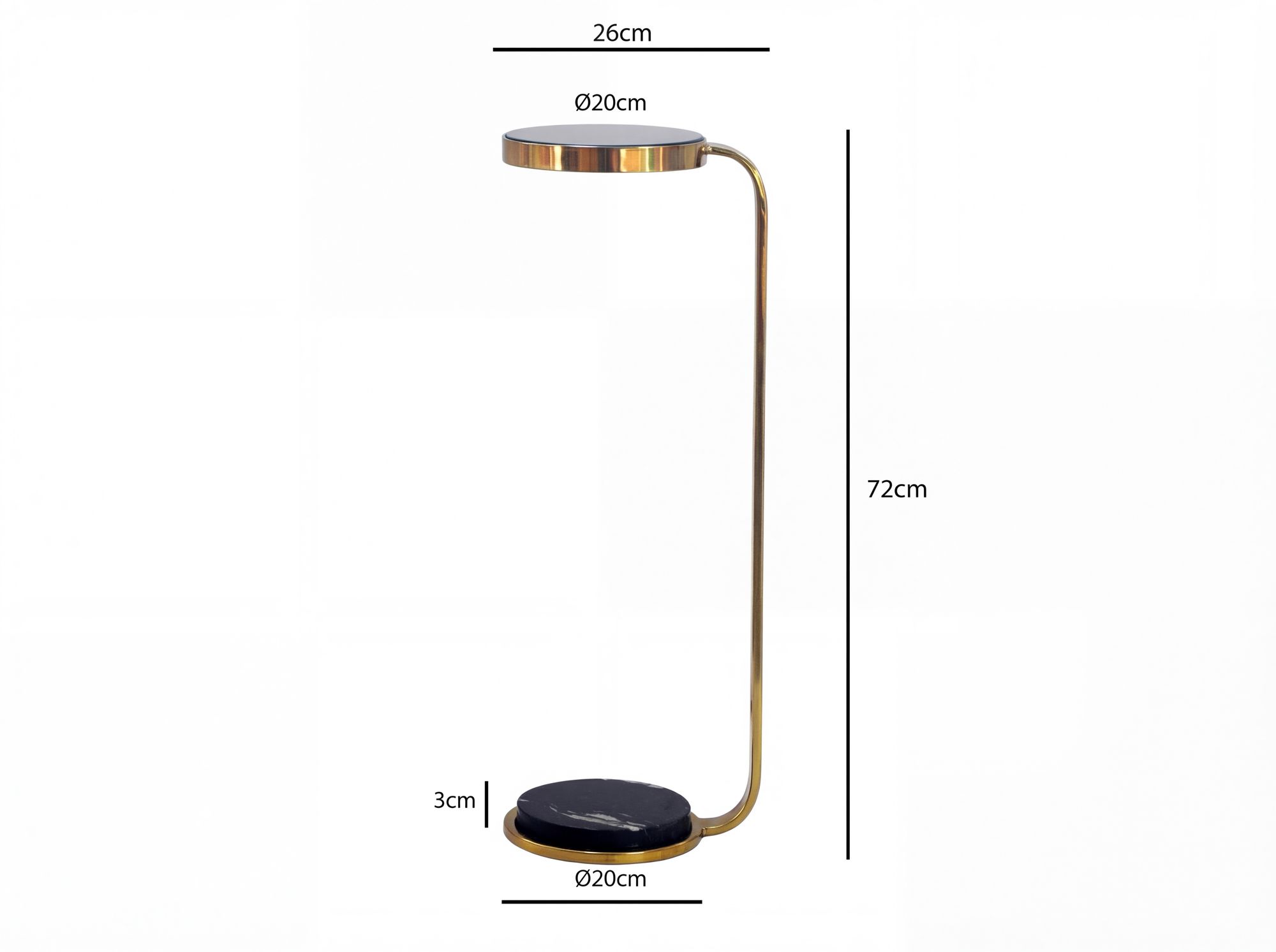 Beistelltisch 72cm Marmor Platte schwarz Wohnzimmertisch Couchtisch Glas Rund – Ansicht 3