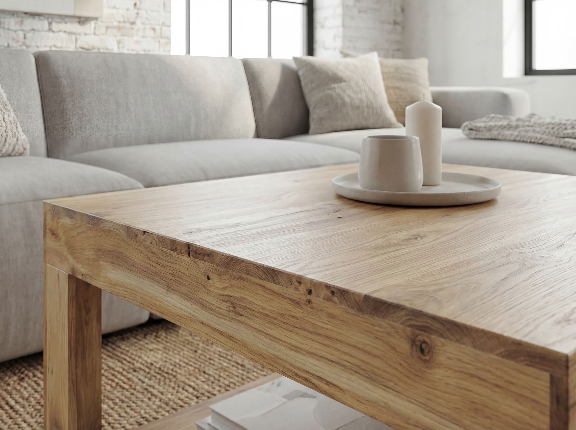 Couchtisch Akazie Massivholz 60cm Wohnzimmertisch Beistelltisch Sofatisch Ablage – Ansicht 5