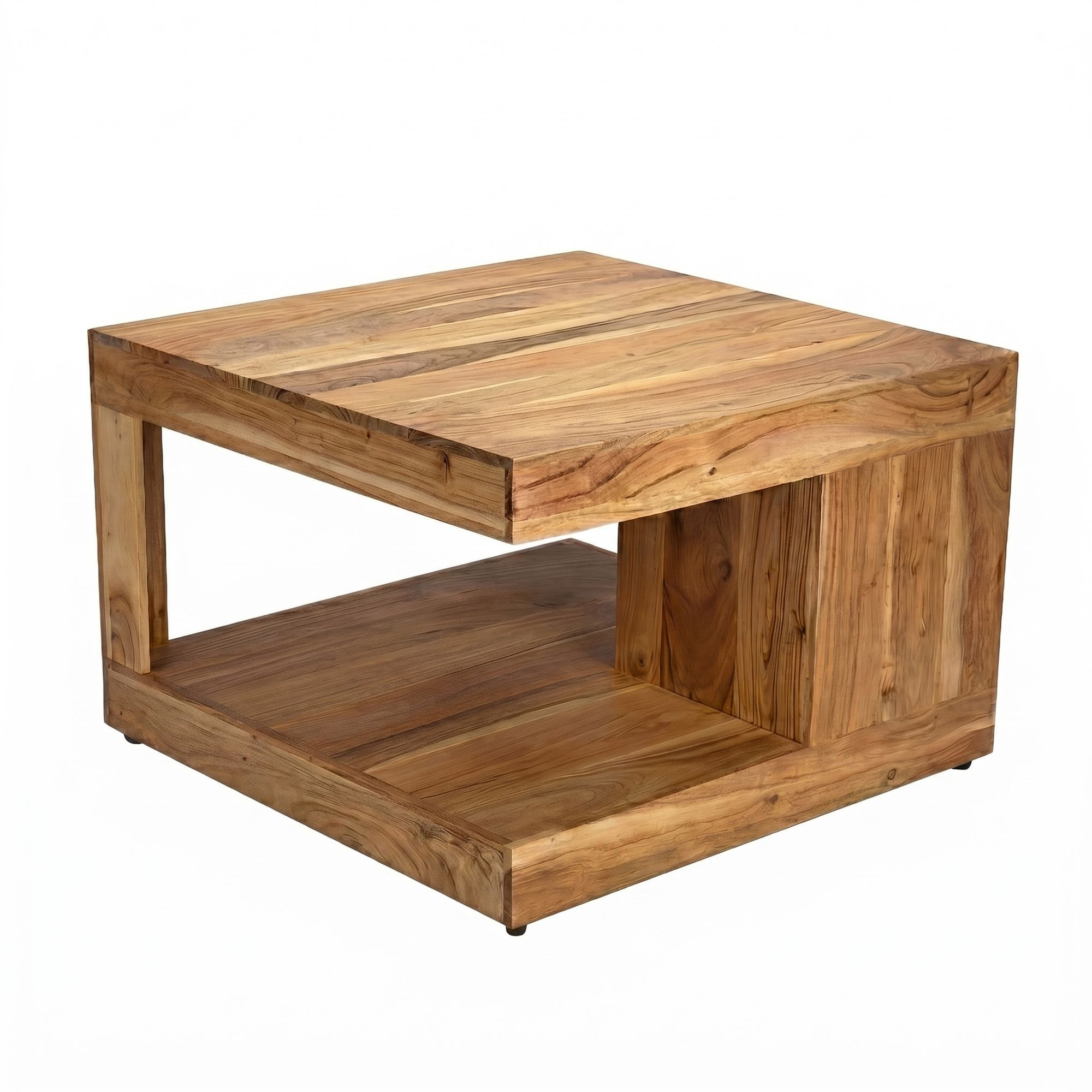 Couchtisch Akazie Massivholz 60cm Wohnzimmertisch Beistelltisch Sofatisch Ablage – Ansicht 6