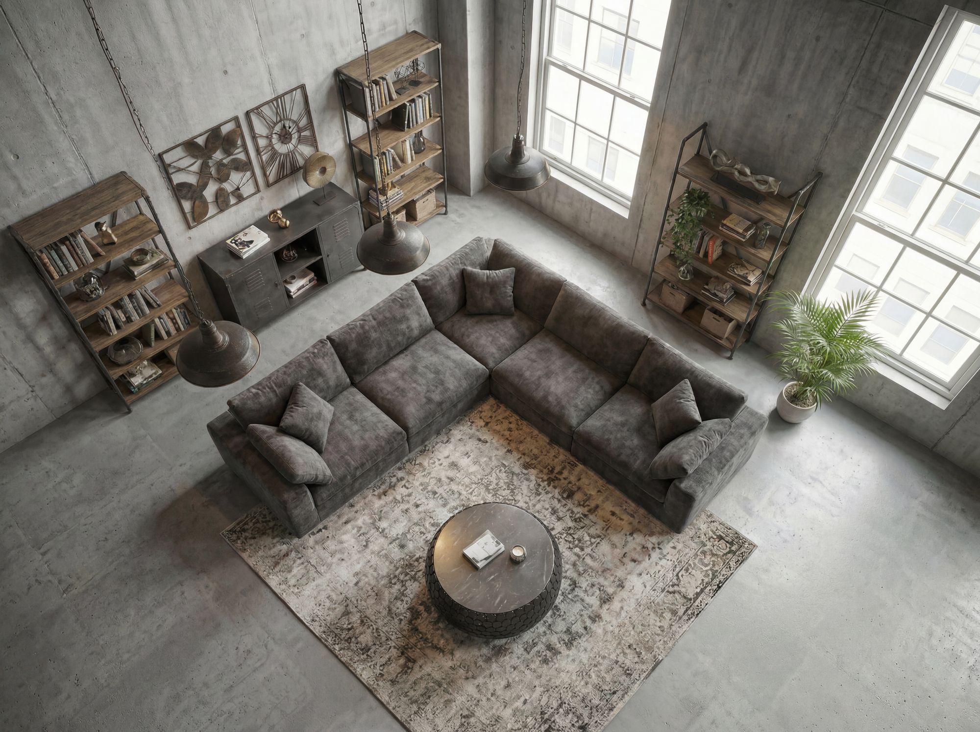 Couchtisch rund 65cm Sofatisch Aluminium schwarz Metall Marmor Wohnzimmertisch – Ansicht 5