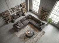 Couchtisch rund 65cm Sofatisch Aluminium schwarz Metall Marmor Wohnzimmertisch – Ansicht 5