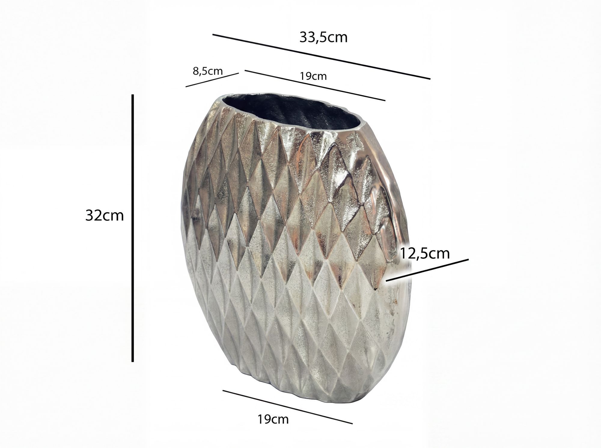 Vase Tischvase 33,5cm Aluminium Design Alu Blumenvase Wohndeko Rund Handmade – Ansicht 3