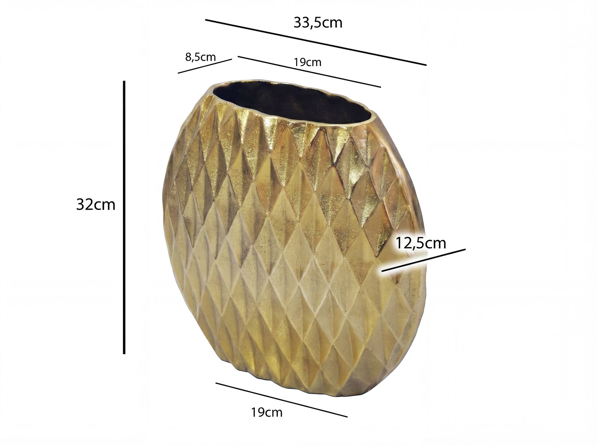 Vase Tischvase 33,5cm Aluminium Design Alu Blumenvase Wohndeko Rund Handmade – Ansicht 3