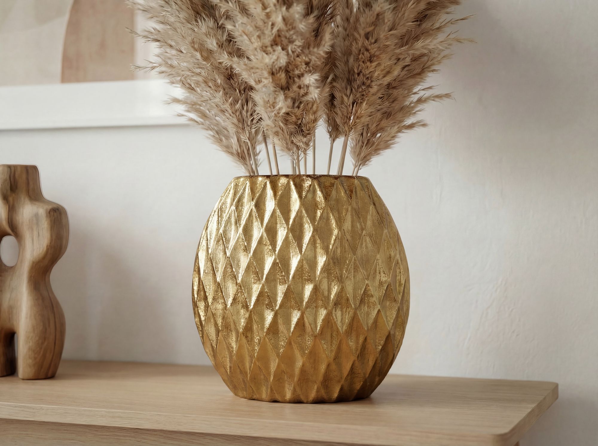 Vase Tischvase 33,5cm Aluminium Design Alu Blumenvase Wohndeko Rund Handmade – Ansicht 4