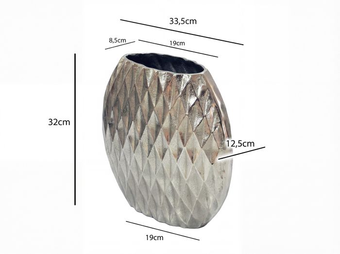 Vase Tischvase 33,5cm Aluminium Design Alu Blumenvase Wohndeko Rund Handmade – Maßzeichnung