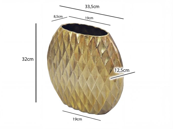 Vase Tischvase 33,5cm Aluminium Design Alu Blumenvase Wohndeko Rund Handmade – Maßzeichnung