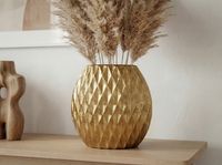 Vase Tischvase 33,5cm Aluminium Design Alu Blumenvase Wohndeko Rund Handmade – Ansicht 4