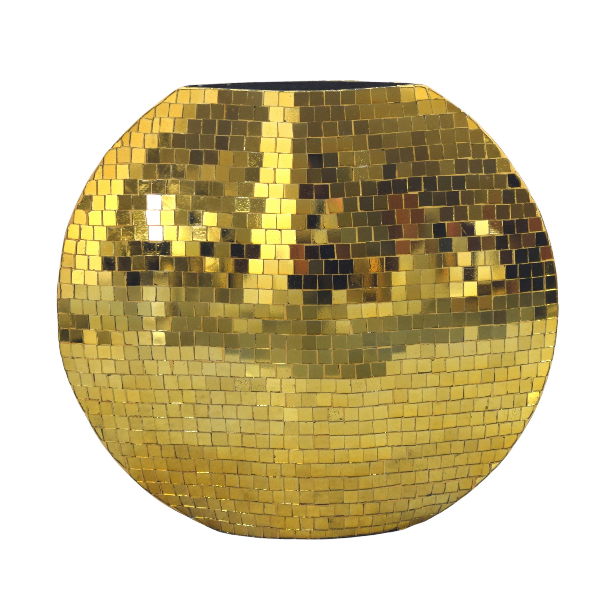 FineBuy Tischvase Metall 40cm - Dekovase Mosaik rund - Vase modern - Wohnzimmer Deko - Design Vase flach Tisch Dekoration Handmade