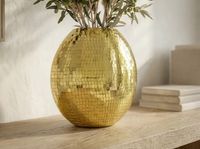 Vase Tischvase 40cm Metall Design Blumenvase Wohndeko Rund Handmade Mosaik Deko – Ansicht 5