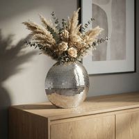 Vase Tischvase 40cm Metall Design Blumenvase Wohndeko Rund Handmade Mosaik Deko – Ansicht 1
