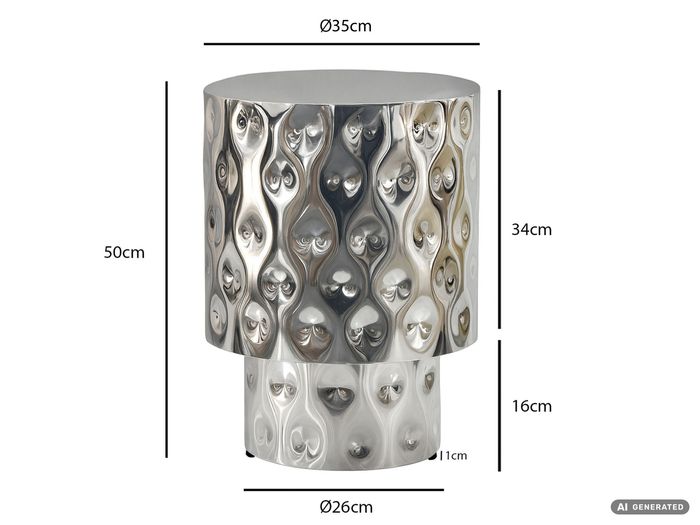 Beistelltisch 36cm Sofatisch Wohnzimmertisch Design Couchtisch Metall Alu Rund – Maßzeichnung