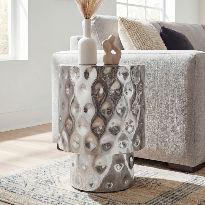 Beistelltisch 36cm Sofatisch Wohnzimmertisch Design Couchtisch Metall Alu Rund