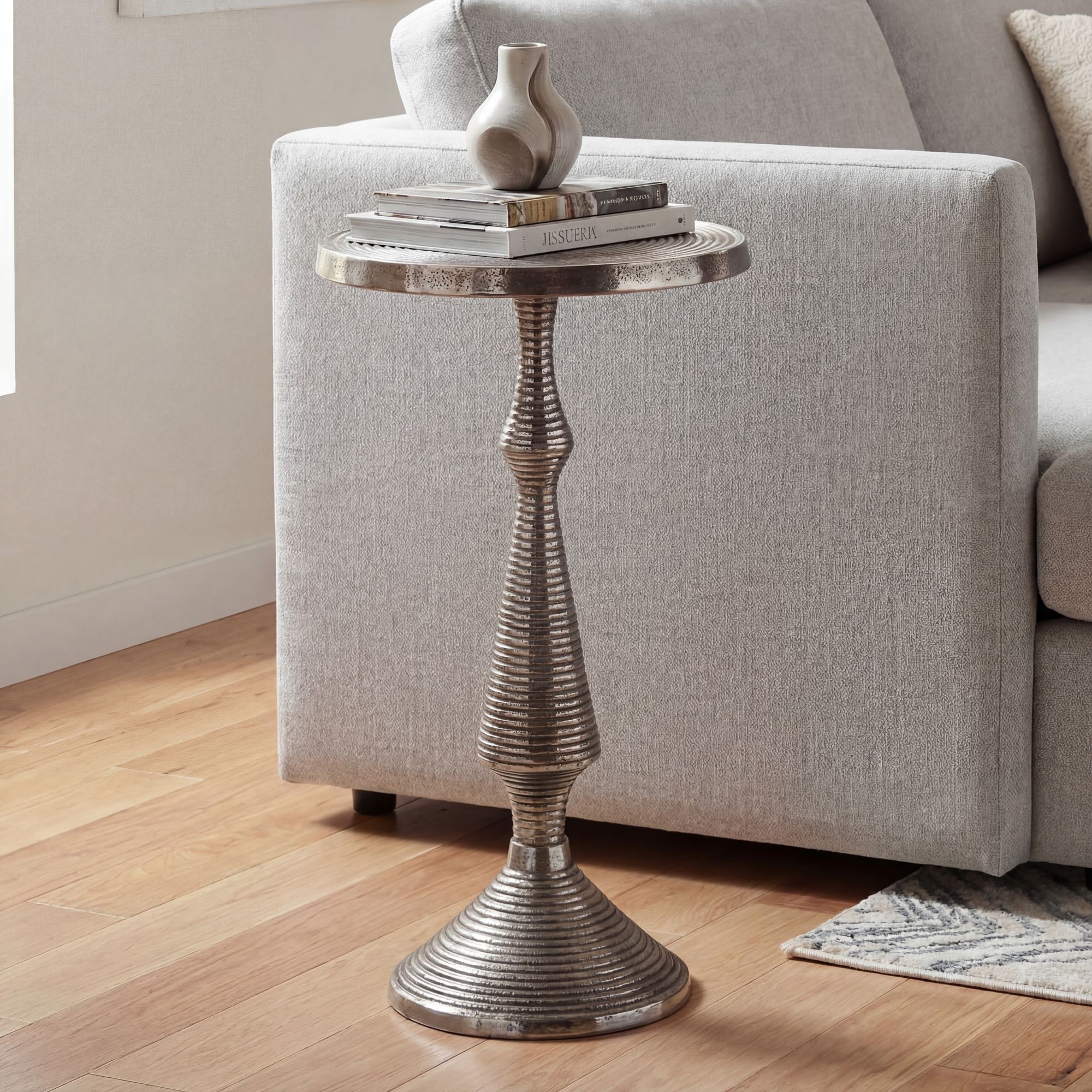 Beistelltisch Alu Silber 30cm Metall Couchtisch Wohnzimmertisch Dekotisch Tisch – Ansicht 1