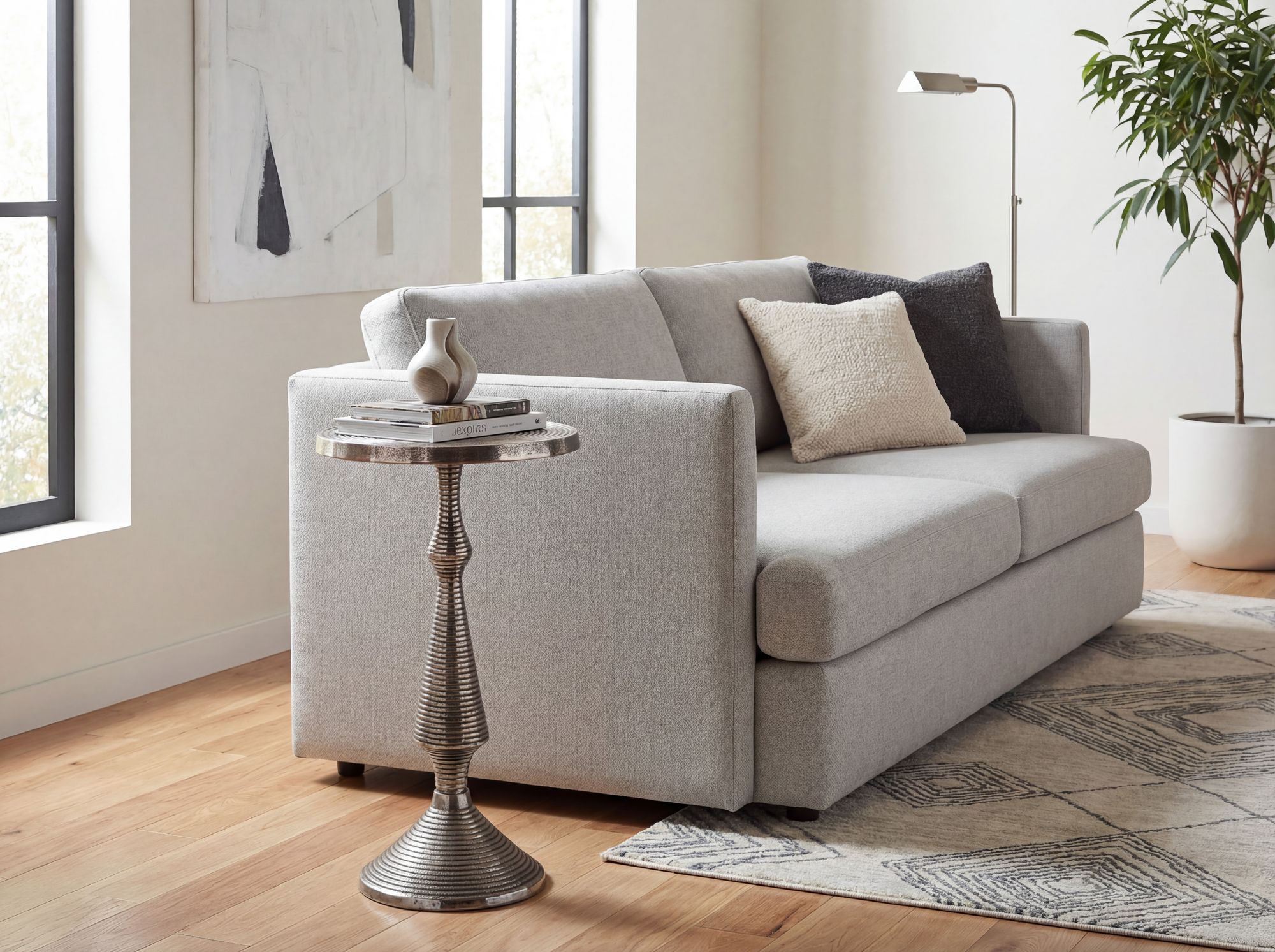 Beistelltisch Alu Silber 30cm Metall Couchtisch Wohnzimmertisch Dekotisch Tisch – Ansicht 2