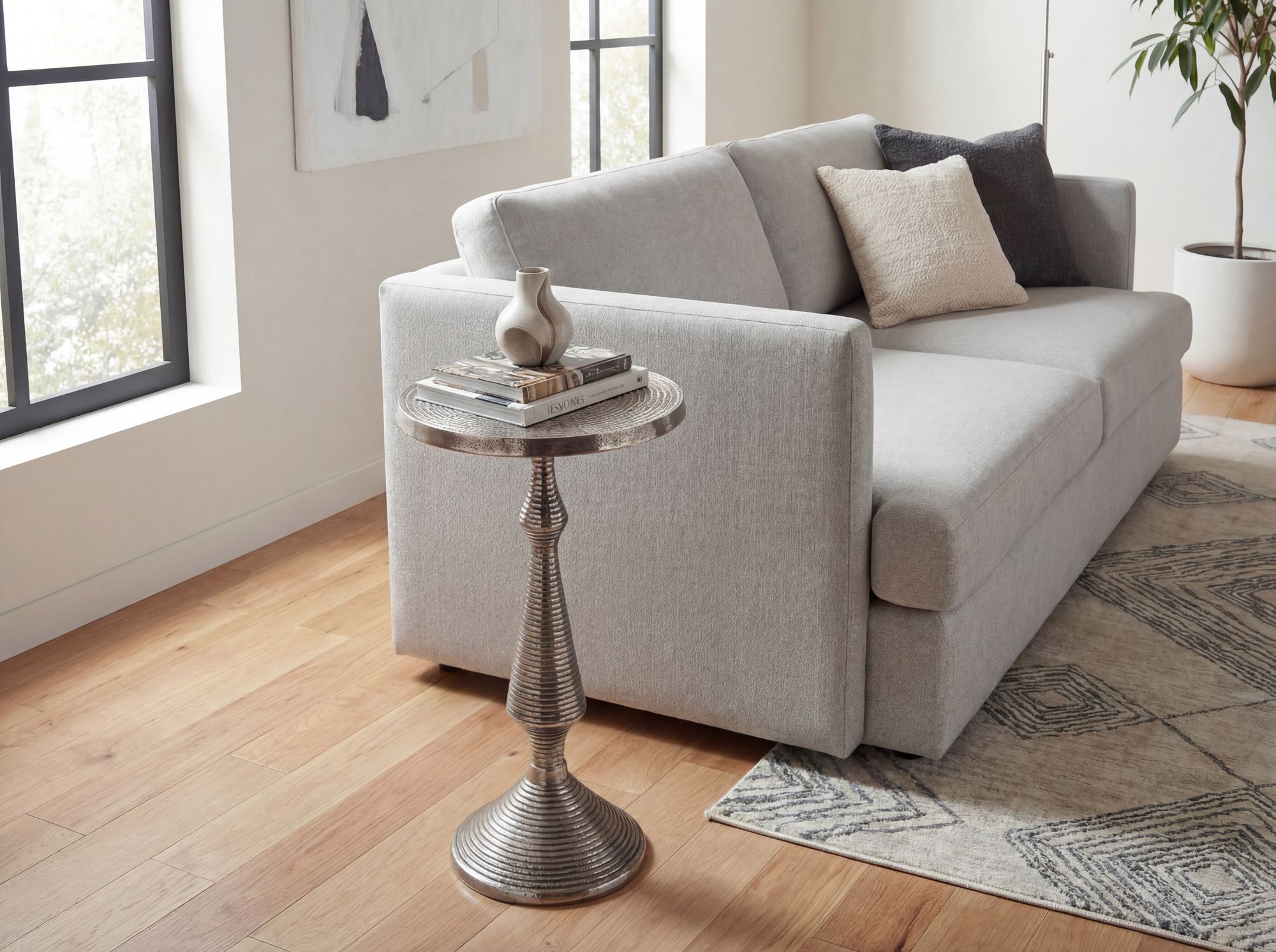 Beistelltisch Alu Silber 30cm Metall Couchtisch Wohnzimmertisch Dekotisch Tisch – Ansicht 4